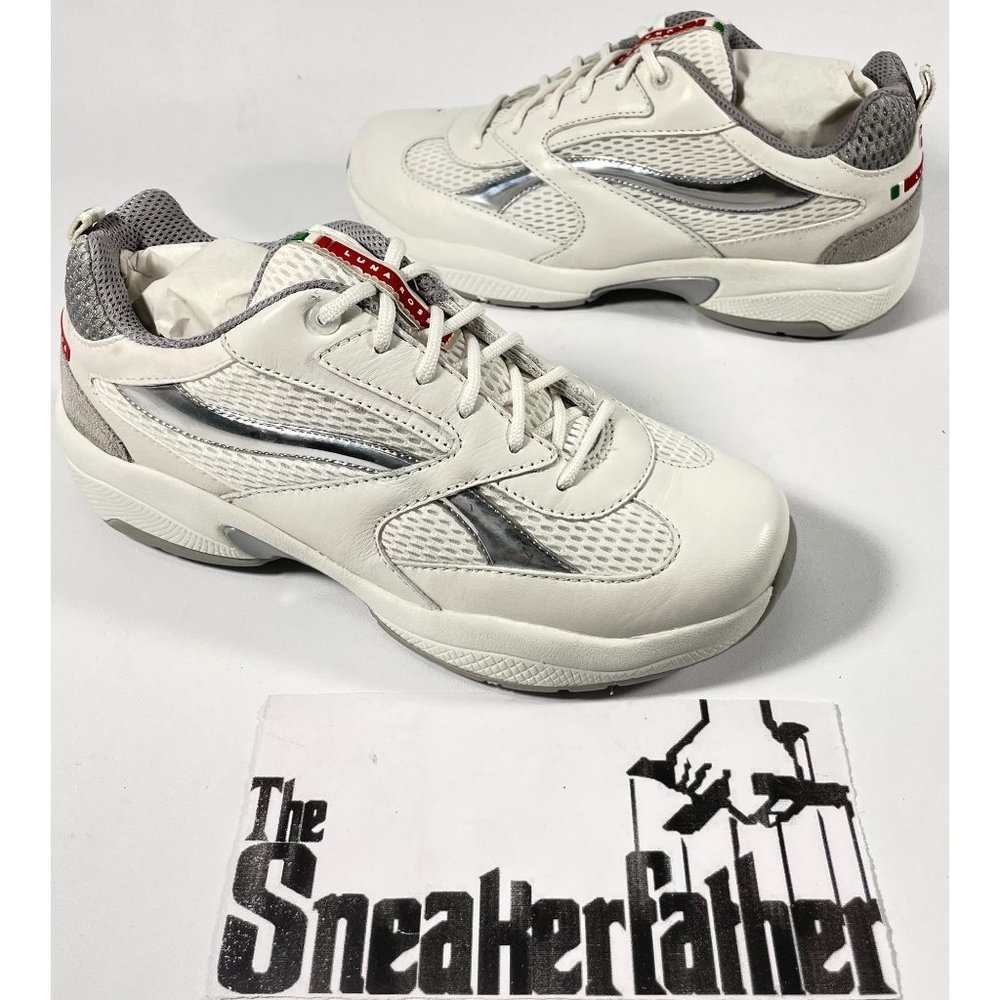Prada White Silver Low-Top Sneakers - Picture 3 of 15